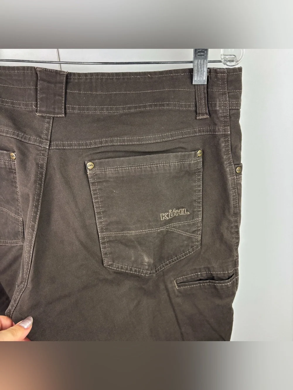 Kuhl Kanvus Jean Pant Brown Hiking Patina Dye Cotton Breathable Outdoor Mens 34